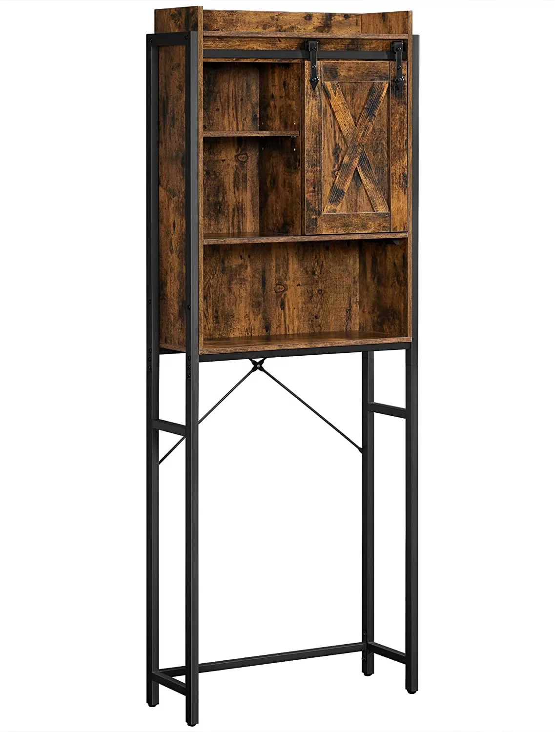 VASAGLE Over The Toilet Storage Over Toilet Bathroom Organizer and Space-Saving Rack Freestanding Bathroom Shelves Rustic Brown and Black