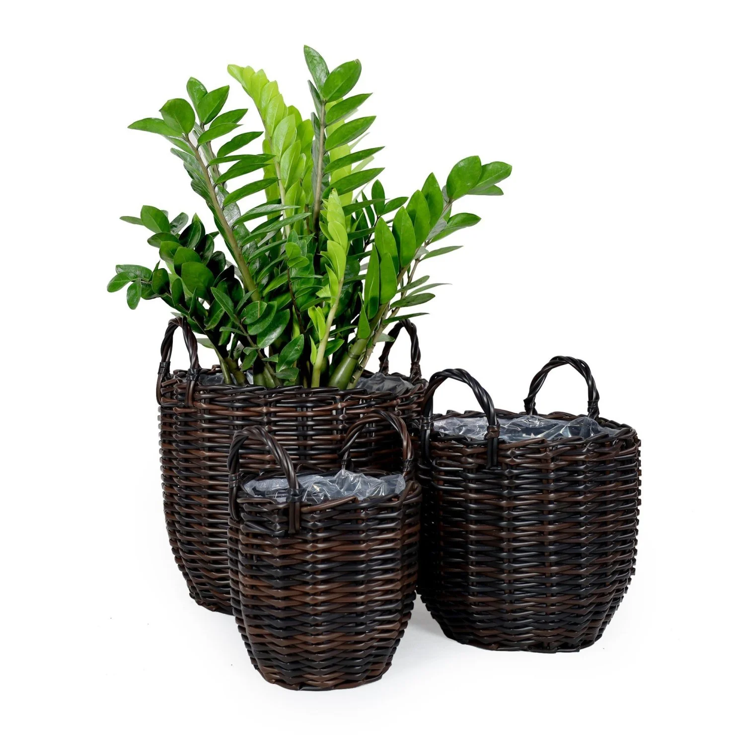 DremFaryoyo 3-Pack Wicker Multi-purposes Basket with Handle - Planter Basket - Natural