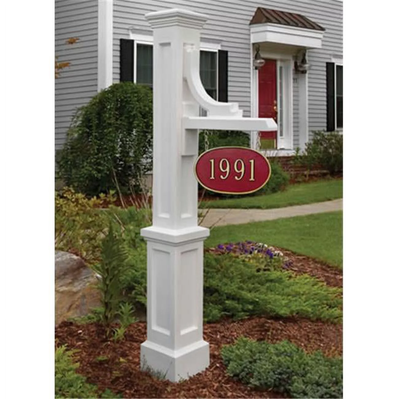 5812W Woodhaven Address Sign Post- White