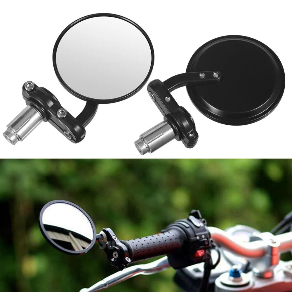 JLLOM  Motorcycle Handle Bar End Mirrors Rearview Side Round 7/8