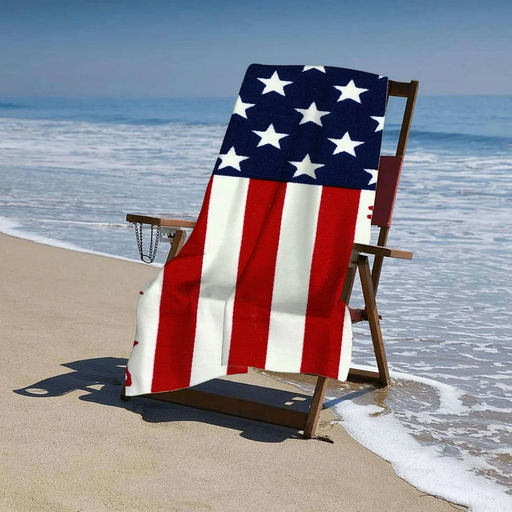 Creowell Kaufman - American Flag Beach, Bath, Pool beach towel 30x60in