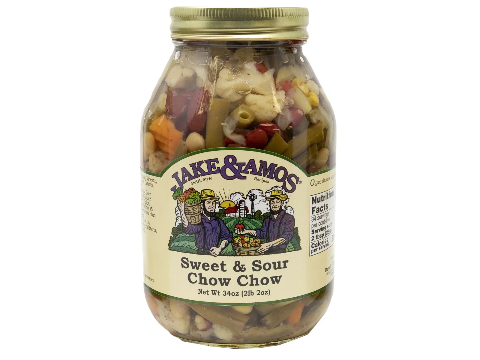 Jake & Amos Sweet & Sour Chow Chow, 2-Pack 34 Ounce Jars