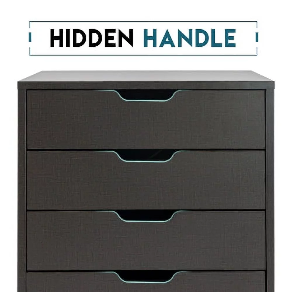 JHOOTUUO The filing cabinet has five drawers   small rolling filing cabinet   printer rack  an office locker  and an office pulley movable filing cabinet dark Gray