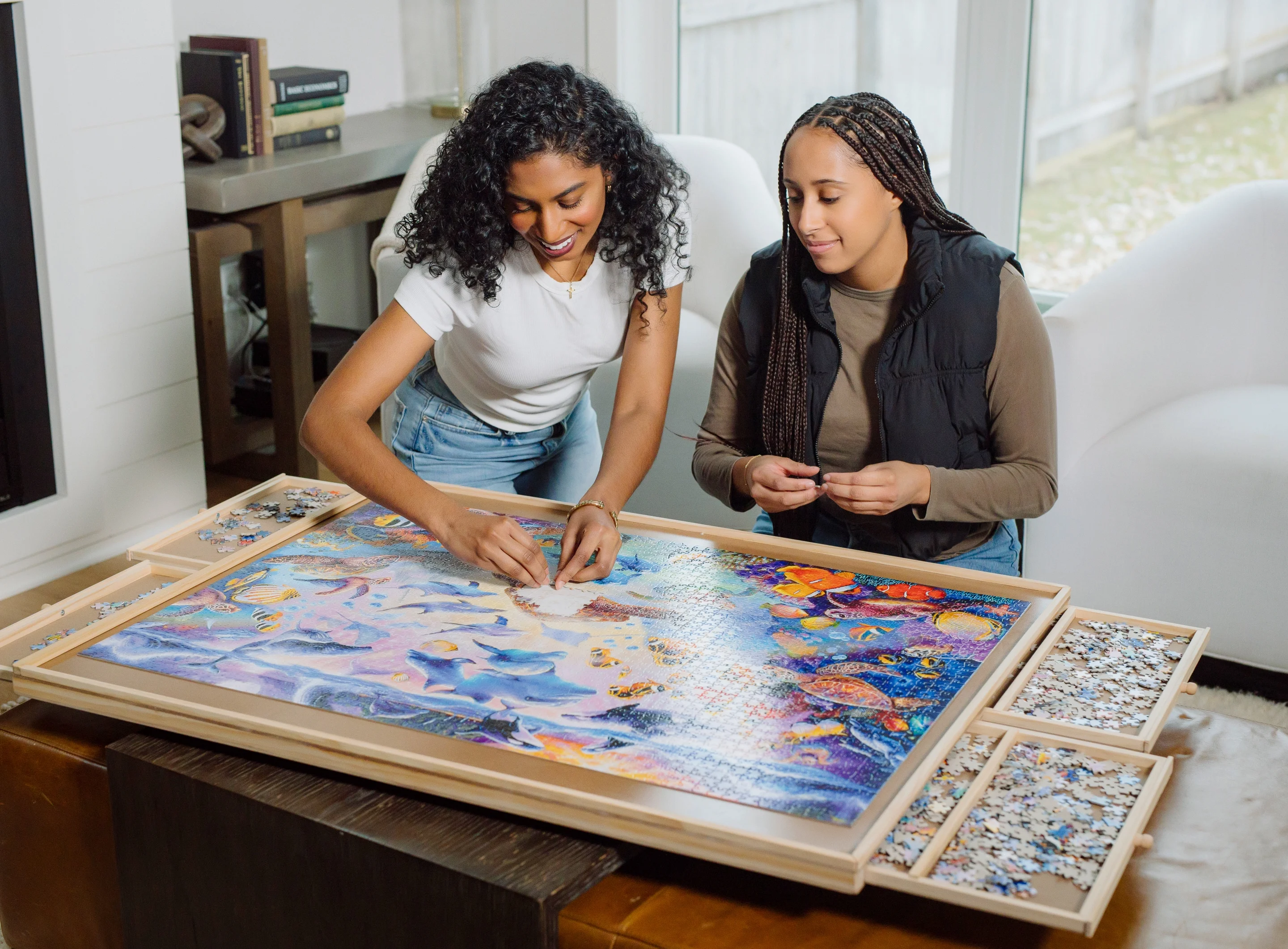 Buffalo Games - Wood Puzzle Table - Jumbo Size Fits Up to 2000pc Jigsaw Puzzles