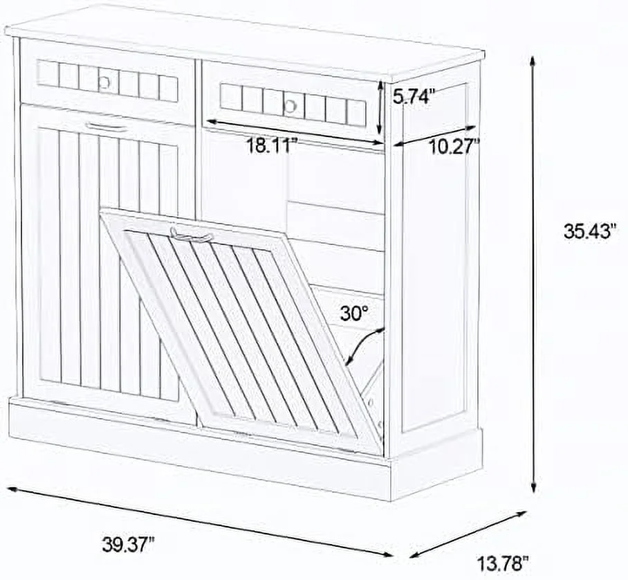 JDZHAPPYLIFE Double Tilt Out Trash Cabinet White Free Standing Laundry Sorter Cabinet with Removable Two-Compartment Tilt-Out Hamper Clothes Basket