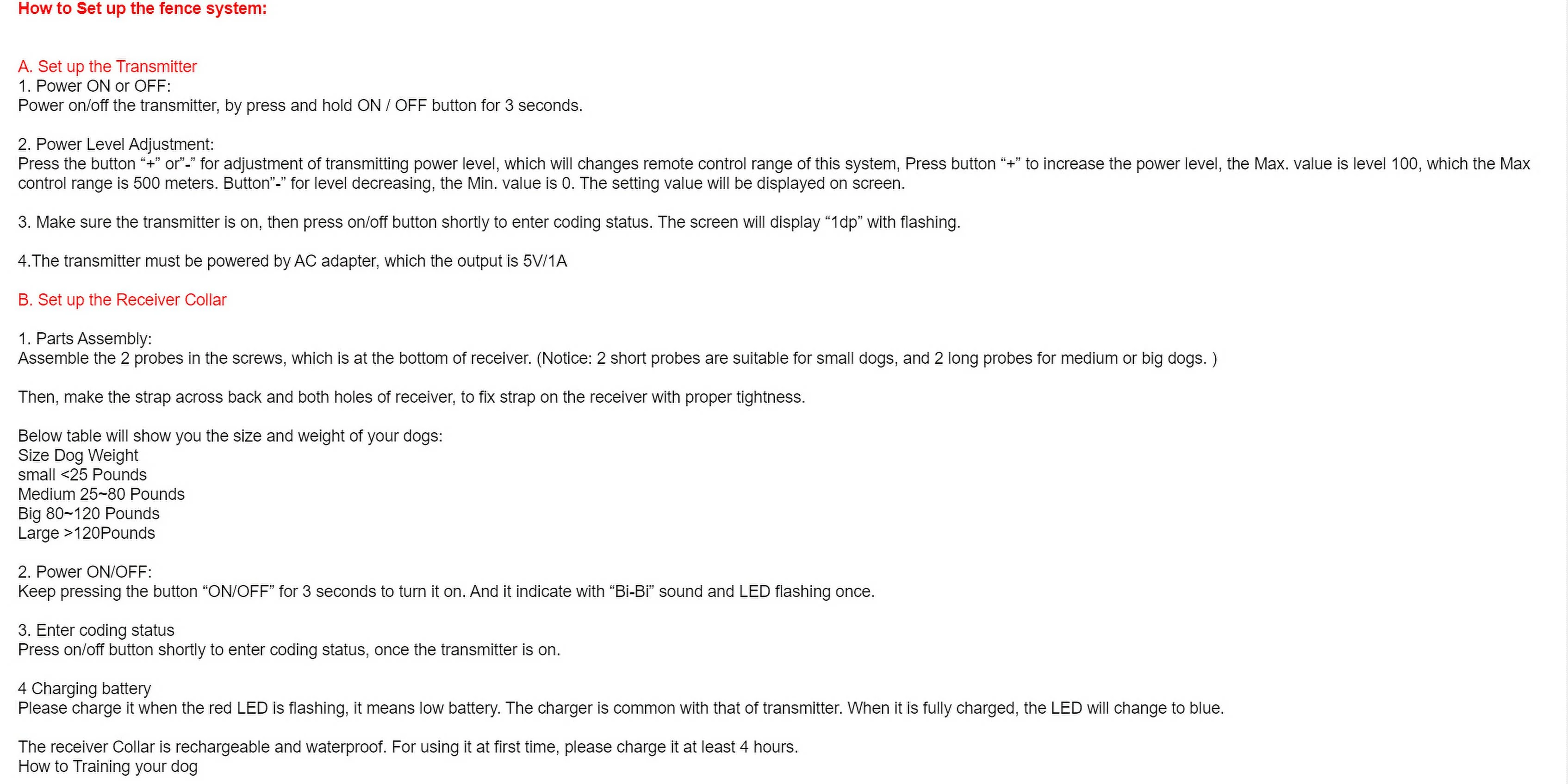 Wireless Dog Training Collar Boundary Containment System, Dog Boundary Containment System Radius Remote Control Transmitter, 3-Dog System, Wired Transmitter and Wireless receiver