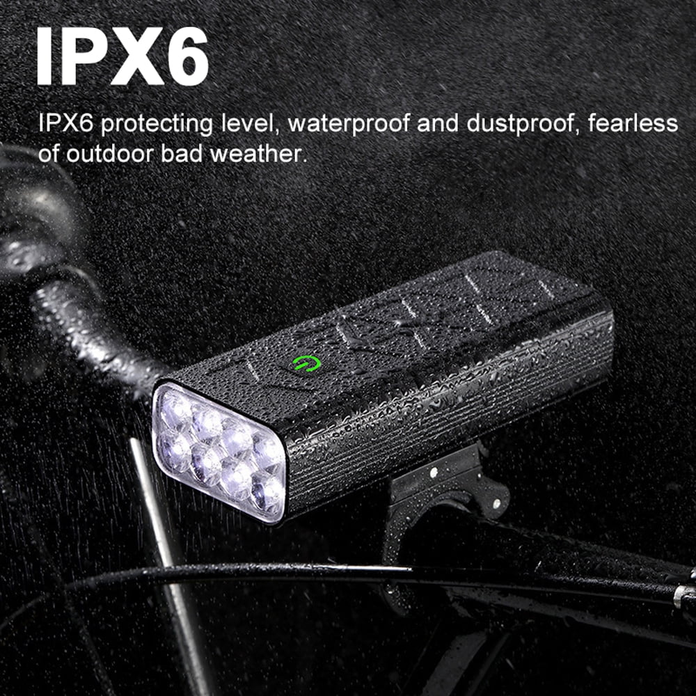 Anself Waterproof Bike Light Front Headlight 8LED High Brightness, Rechargeable Cycling Light, 9600mAh Bank