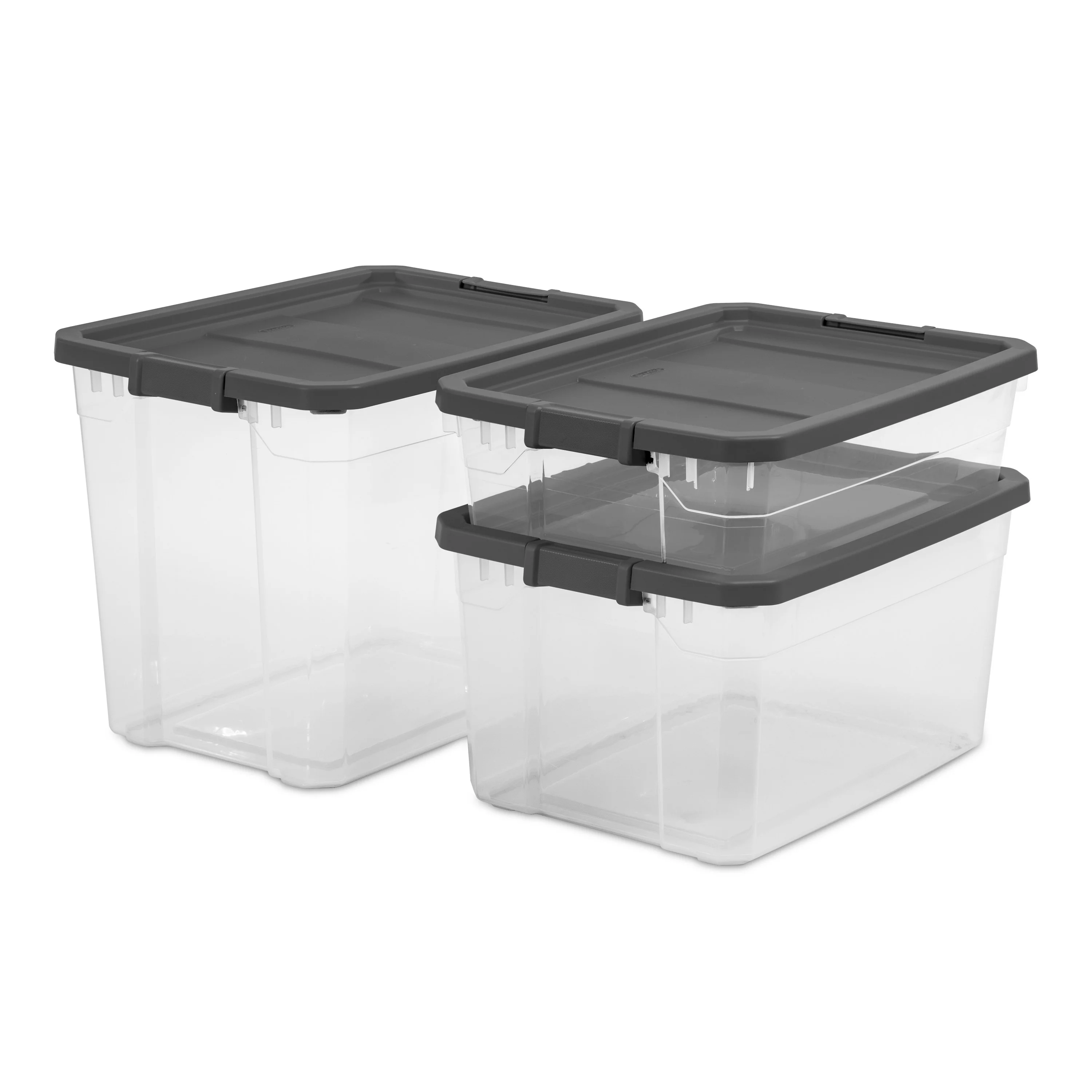 Sterilite 108 Qt. Stacker Box Plastic, Flat Gray