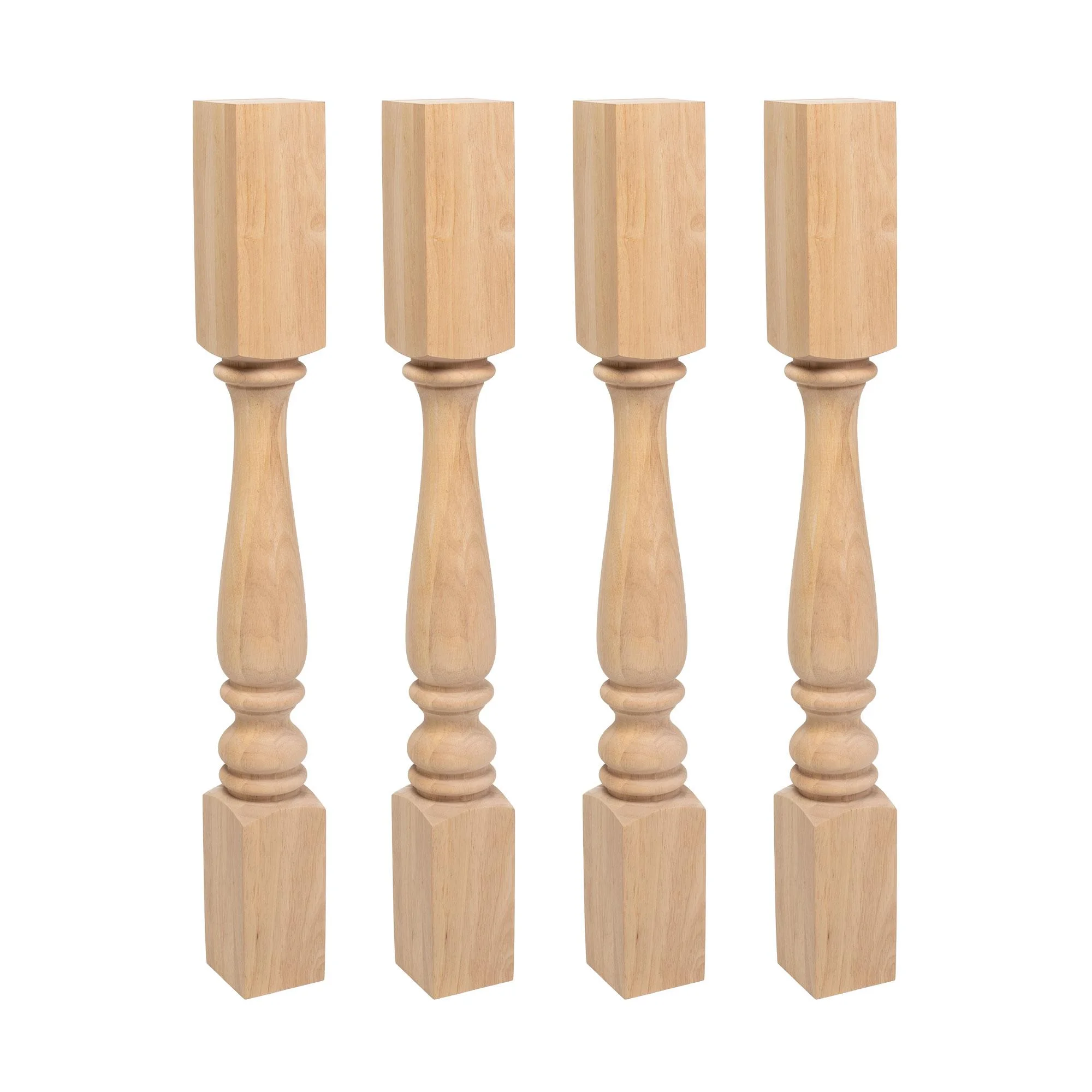 Designer's Edge Millwork 35-1/4 in. High x 3-3/4 in. Wide x 3-3/4 in. Depth Unfinished Solid Hardwood Plain Full Round Kitchen Island Leg 4 Pack