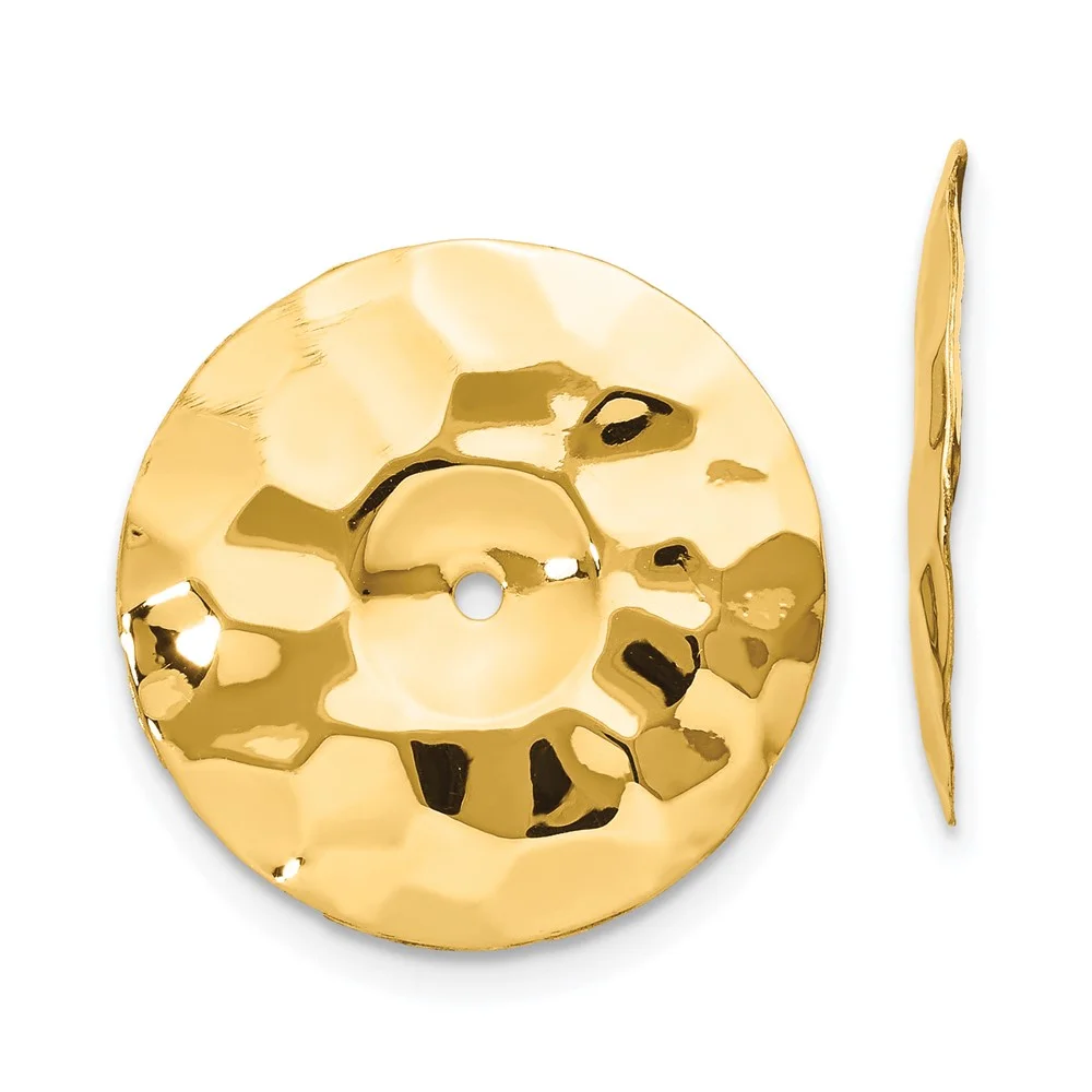 Primal Gold 14 Karat Yellow Gold Polished Hammered Disc Earring Jackets
