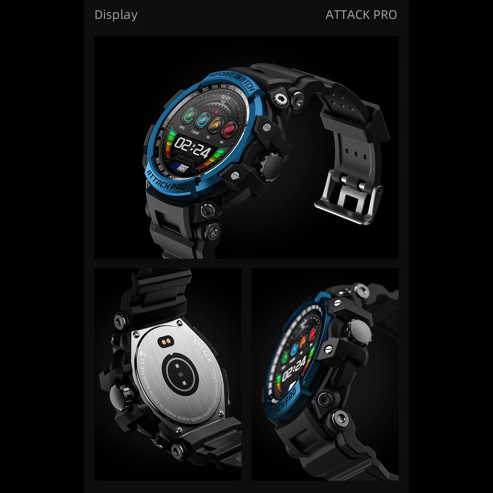 LOKMAT ATTACK Smart Bracelet  Watch, FullTouch Screen Fitness , IP68 Waterproof, BT Call,  , //
