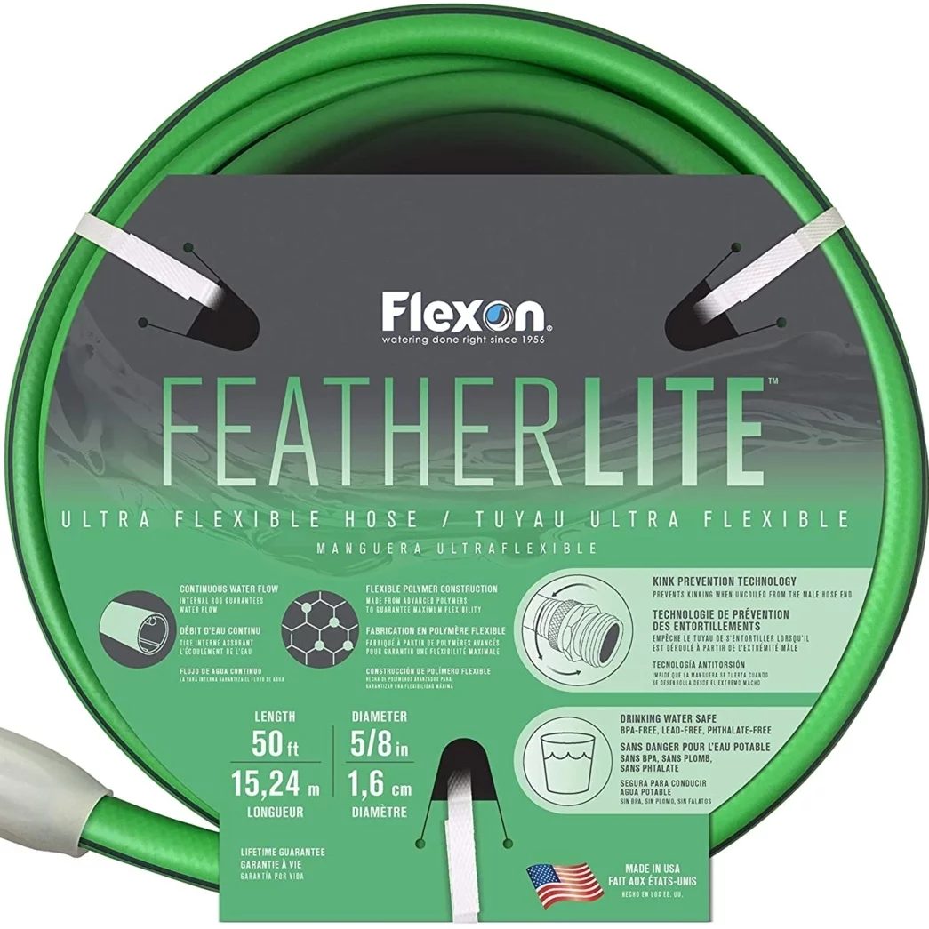 Flexon Featherlite 5/8 x 50 Flexible Garden Hose, 50 ft, Green