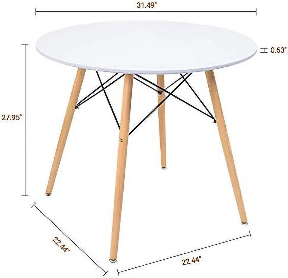 ZWNLKQG White Round Dining Table 32" Modern Pedestal Small Circle Room Table Leisure Tea Coffee Kitchen Table (White)