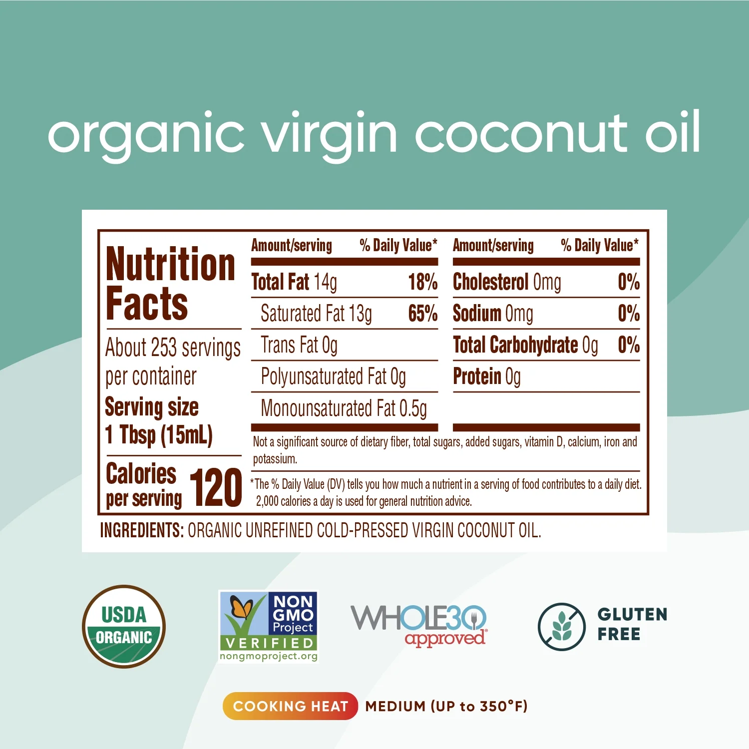 Nutiva Organic, Cold-Pressed, Unrefined, Virgin Coconut Oil from Fresh, non-GMO, Sustainably Farmed Coconuts, 1-gallon