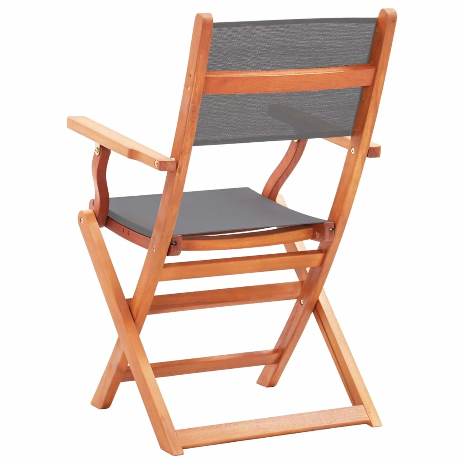 ikayaa Folding Patio Chairs 2 pcs Solid Eucalyptus Wood&Textilene