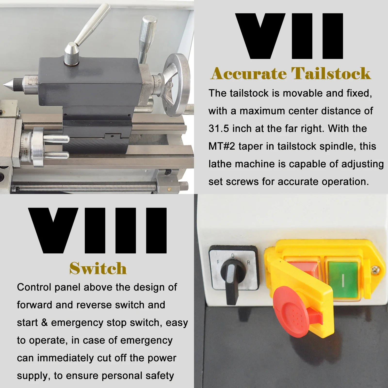 PreAsion RC-210E Precision Metal Bench Lathe Brushless Motor of Metric English Thread Table Lathe Auto Switch 8