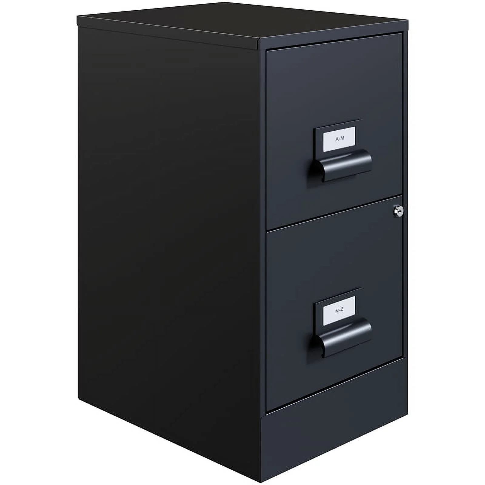 Home Square 2 Drawer Metal Vertical Wood Filing Cabinet Set in Black (Set of 2)