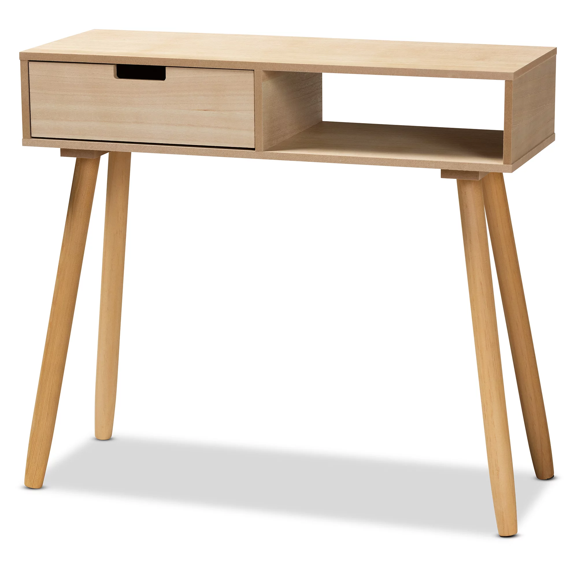 Baxton Studio Elwyn Mid-Century Wood 1 Drawer Console Table, Natural