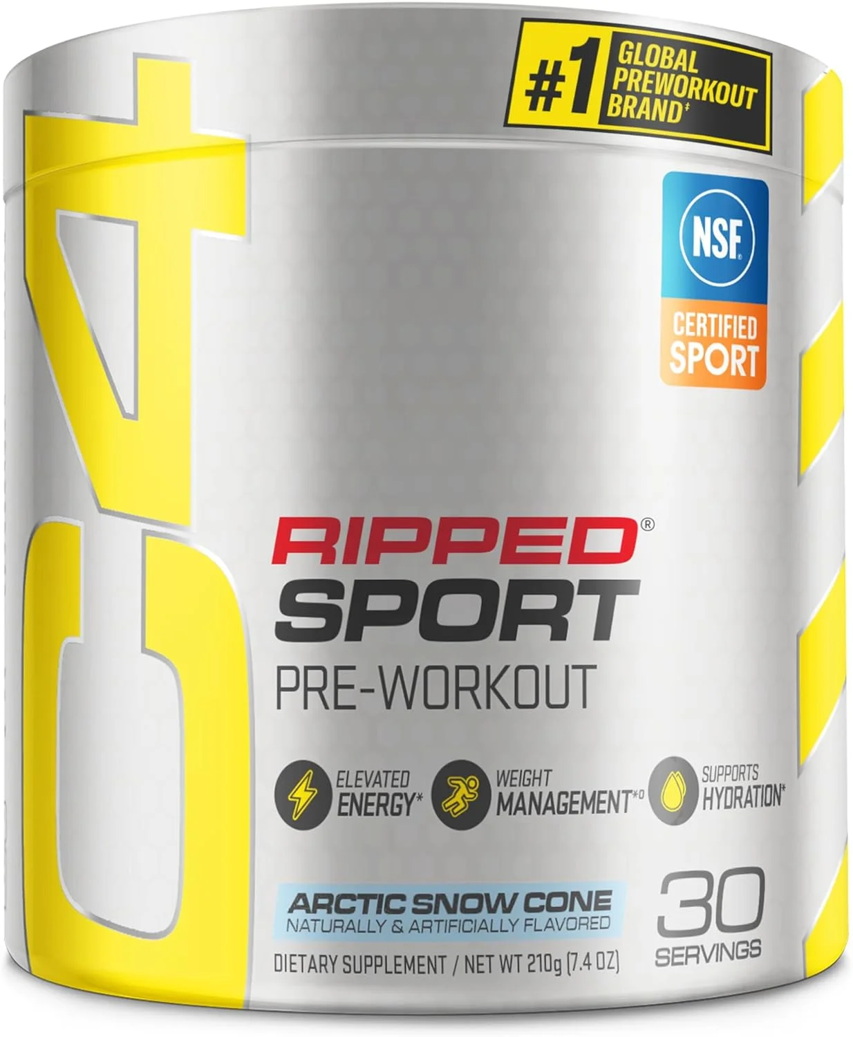 (2 pack) C4 Ripped Sport Pre Workout Powder Arctic Snow Cone - NSF Certified for Sport + Sugar Free Preworkout Energy Supplement for Men & Women - 135mg Caffeine + Weight Loss - 30 Servings