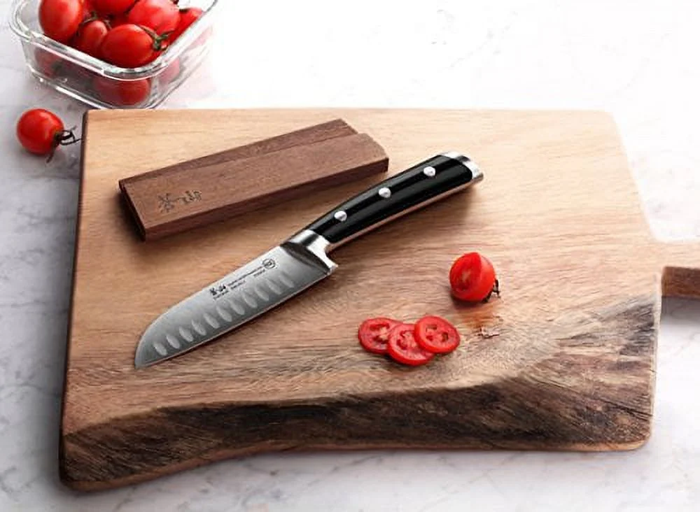 Cangshan TS Series 1020823 Swedish 14C28N Steel Forged 5-Inch Santoku Knife and Wood Sheath Set