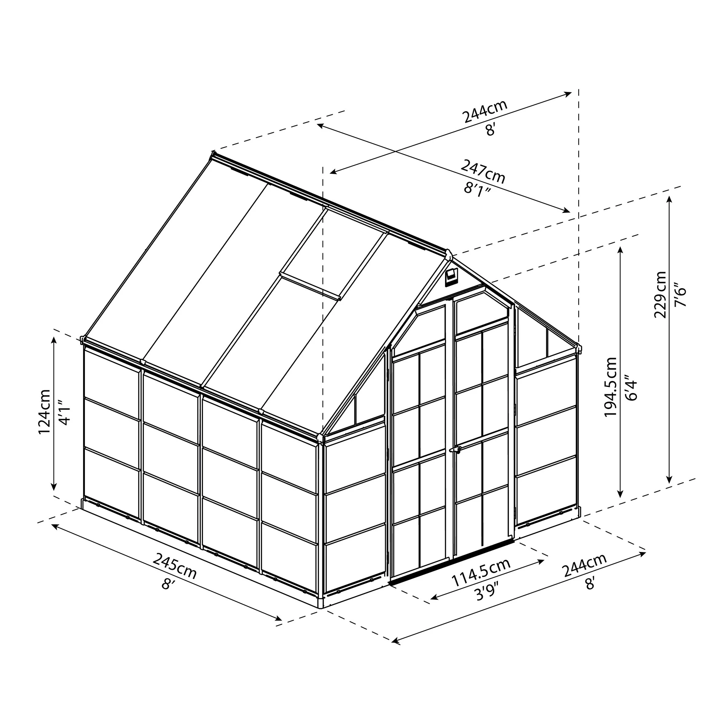 Palram - Canopia  8 x 8 ft. Canopia Balance Greenhouse, Green