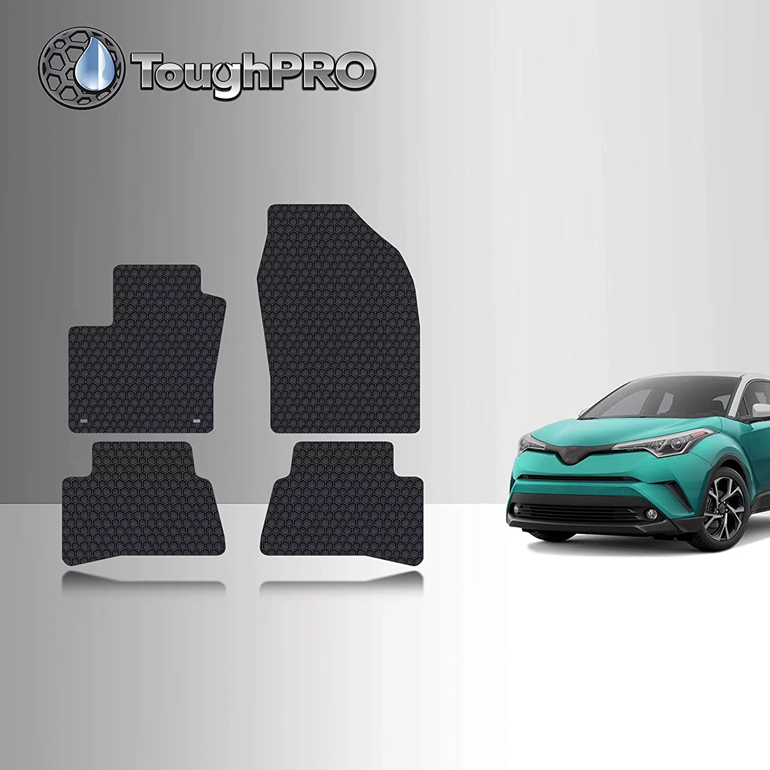 TOUGHPRO Floor Mat Accessories Set (Front Row + 2nd Row) Compatible with Toyota C-HR - All Weather - Heavy Duty - (Made in USA) - 2021