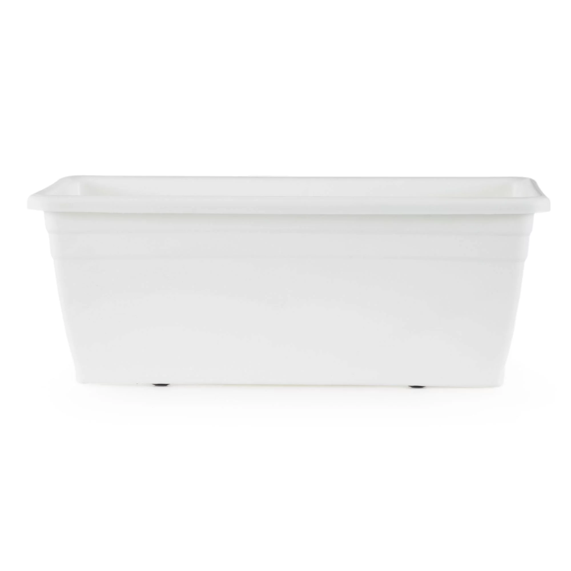 HC Companies Heavy Duty 24 In Plastic Deck Rail Box Planter, White (4 Pack)