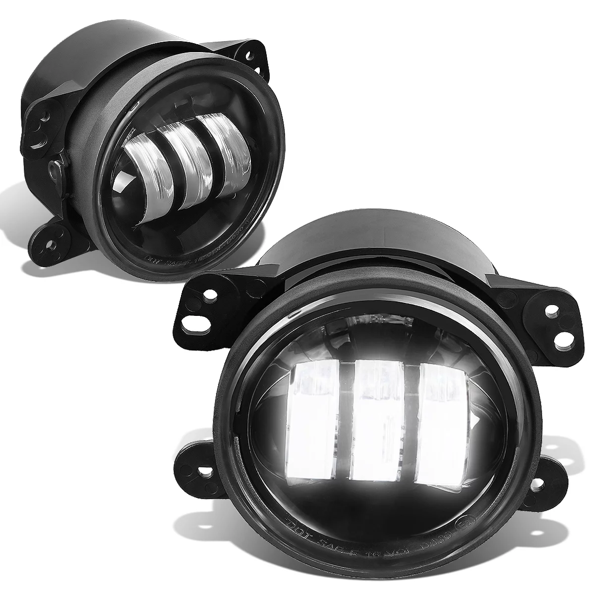 DNA Motoring FL-ZTL-312-CH For 2007 to 2017 Jeep Wrangler JK Grand Cherokee Dodge Charger Journey Pair LED Projector Fog Light 08 09 10 11 12 13 14 15 16