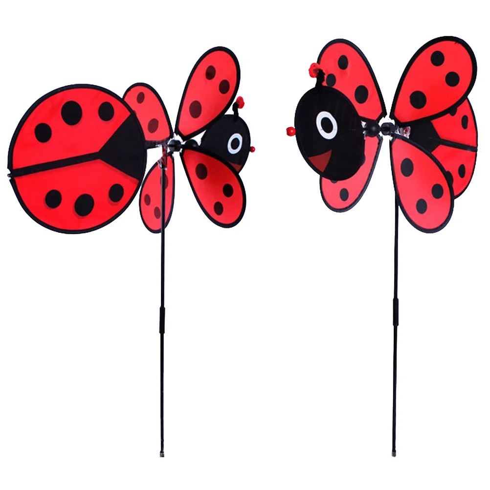 Etereauty Wind Windmill Garden Spinners Kids Pinwheels Lawn Toys Stake Favors Party Whirligigs Flower Ladybug Ornaments Pinwheel