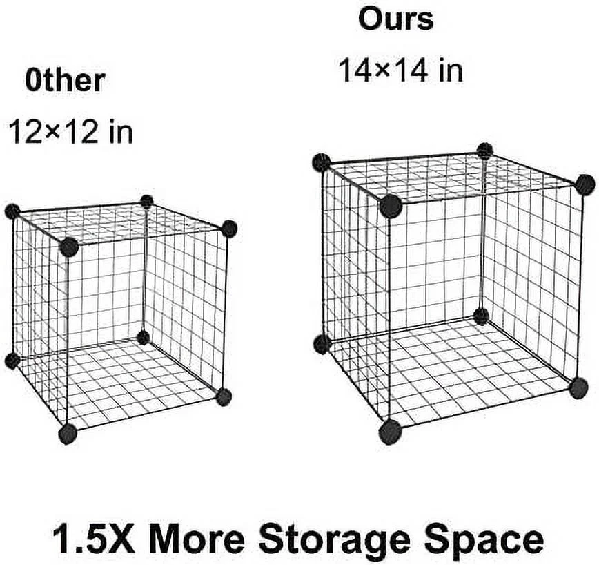 CKGRESG 16-Cube Metal Wire Cube  with 1 Wooden hammer Stackable  Bins  Modular Bookcase  DIY Closet Cabinet Ideal  Room Bedroom  Home  Office 47''L x 14''W x 57''H