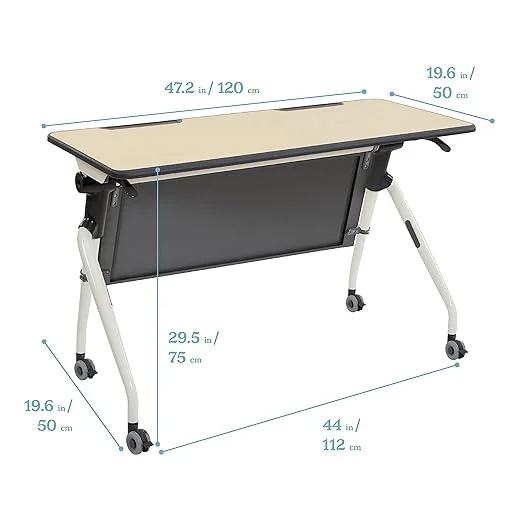 Open Box ECR4Kids Double Nesting Mobile Desk Portable Table ELR-24109 Maple/Grey
