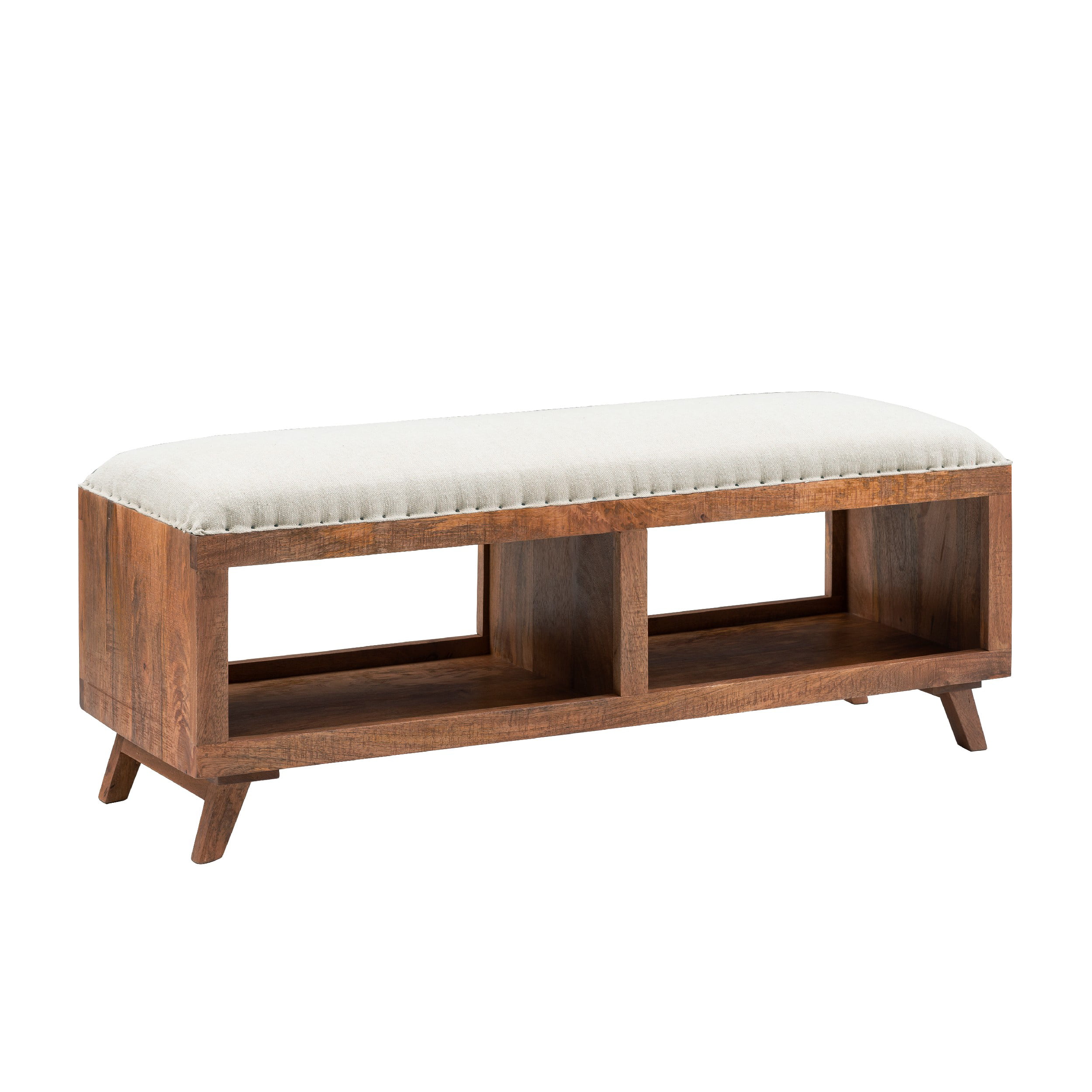 Powell Carlotta Bench with Open Storage, Brown/Cream