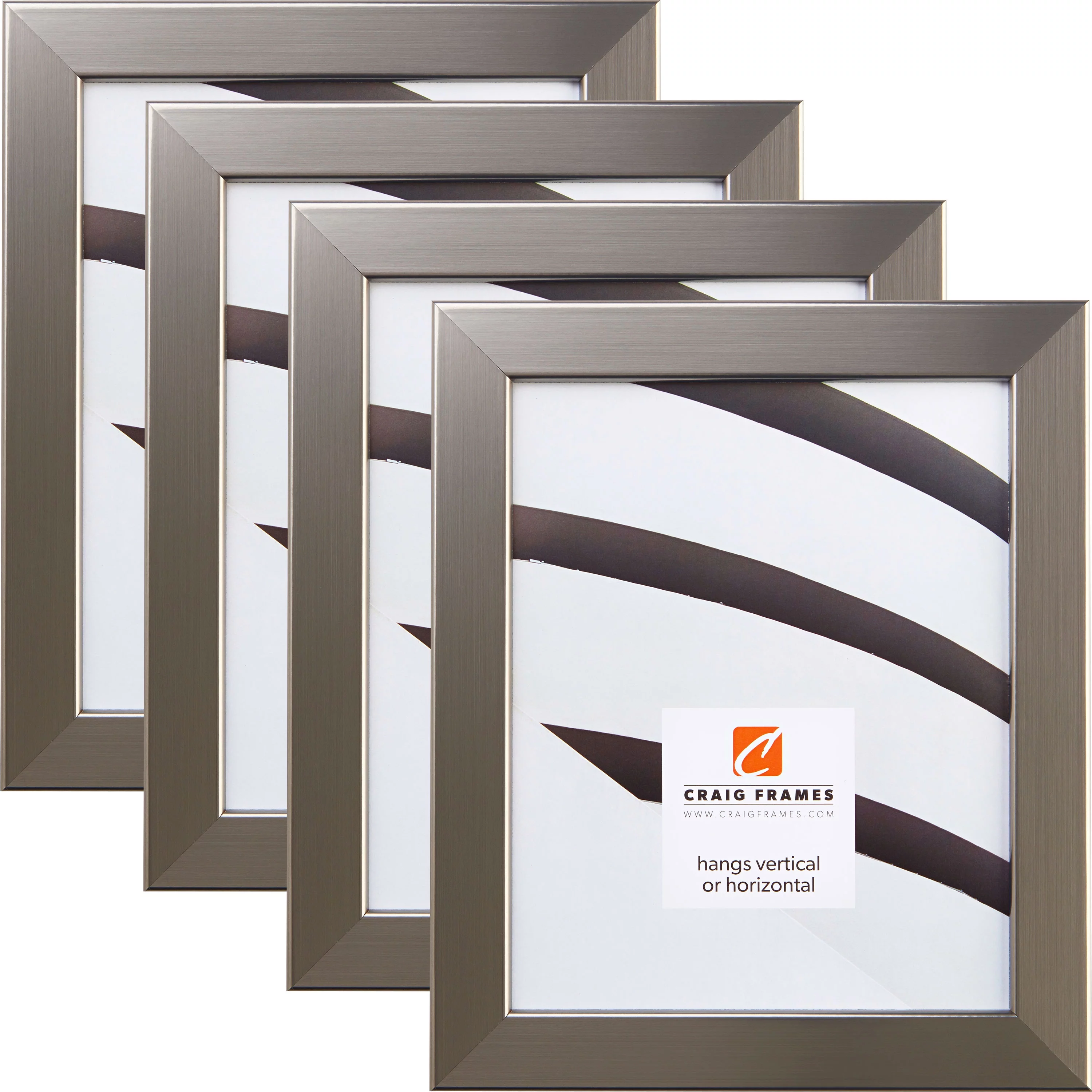 Craig Frames Bauhaus Modern Silver Picture Frame, Set of 4