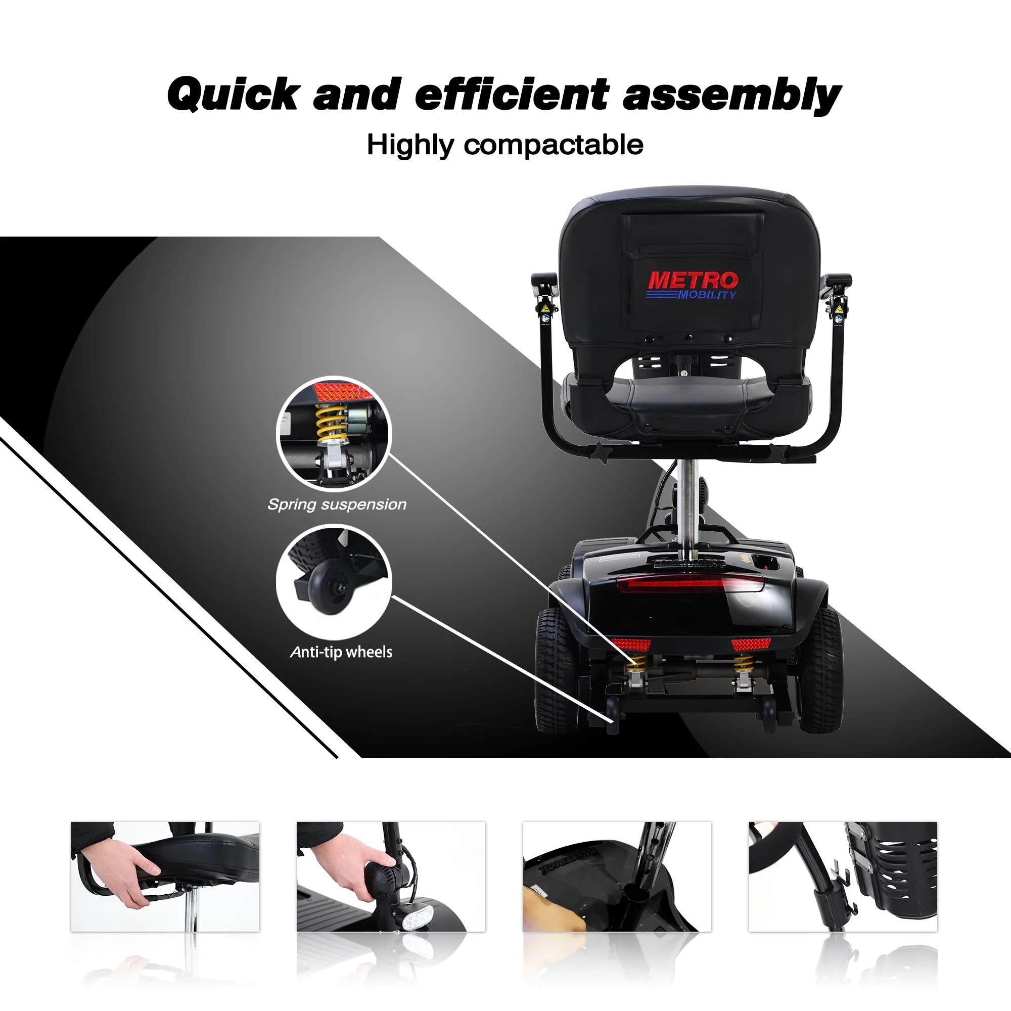 Leadzm Fold Mobility Scooter For Senior 4 Wheel Mobility Scooter