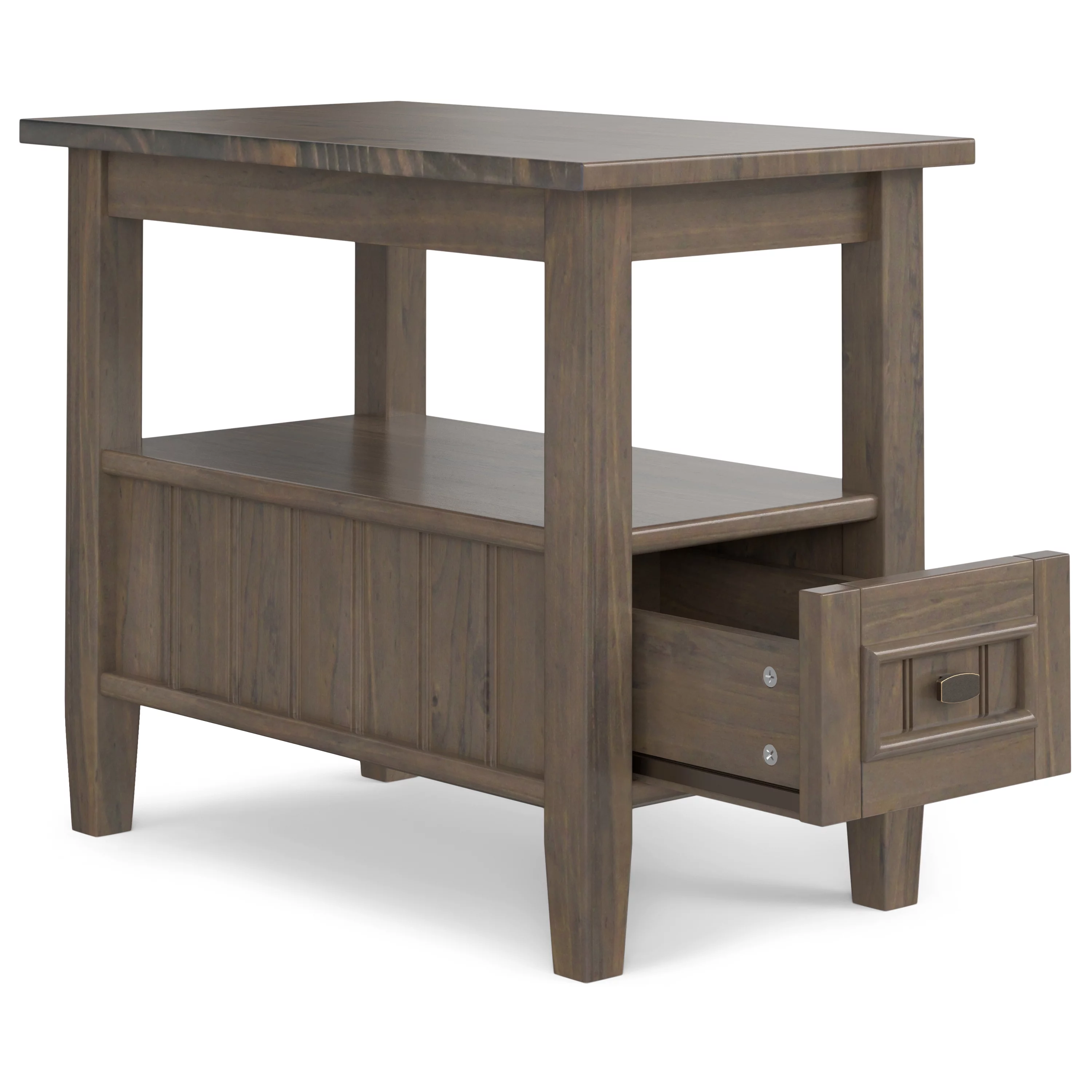 Simpli Home Lev SOLID WOOD 14 inch Wide Rectangle Transitional Narrow End Table in Smoky Brown