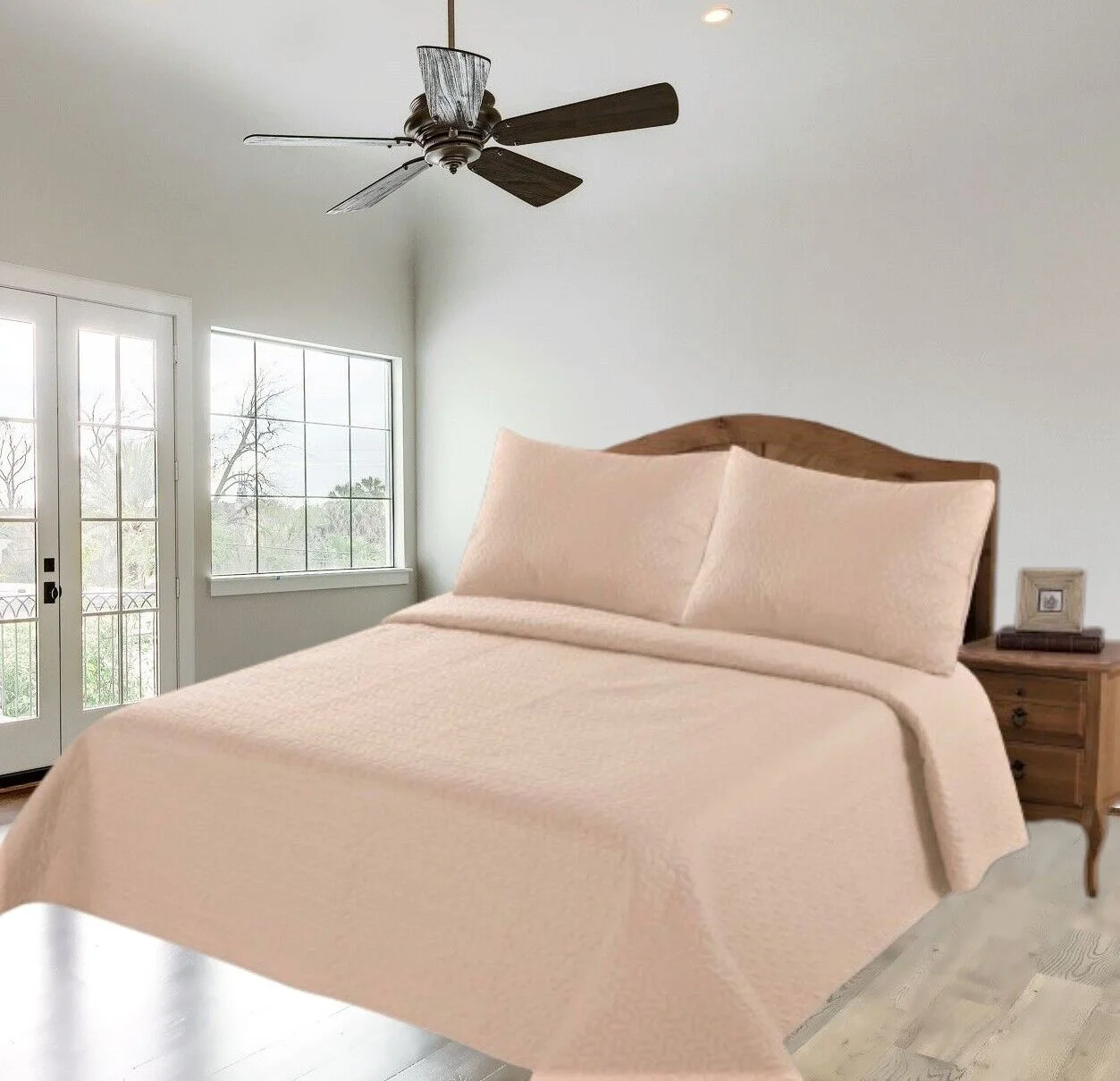 TAUPE KING MIDWEST MODREN 1900 COUNT MICROFIBER SOFT TOUCH  LANCASTER CLOSOUT QUILT BEDDING BEDSPREAD COVERLET PILLOW CASES SET