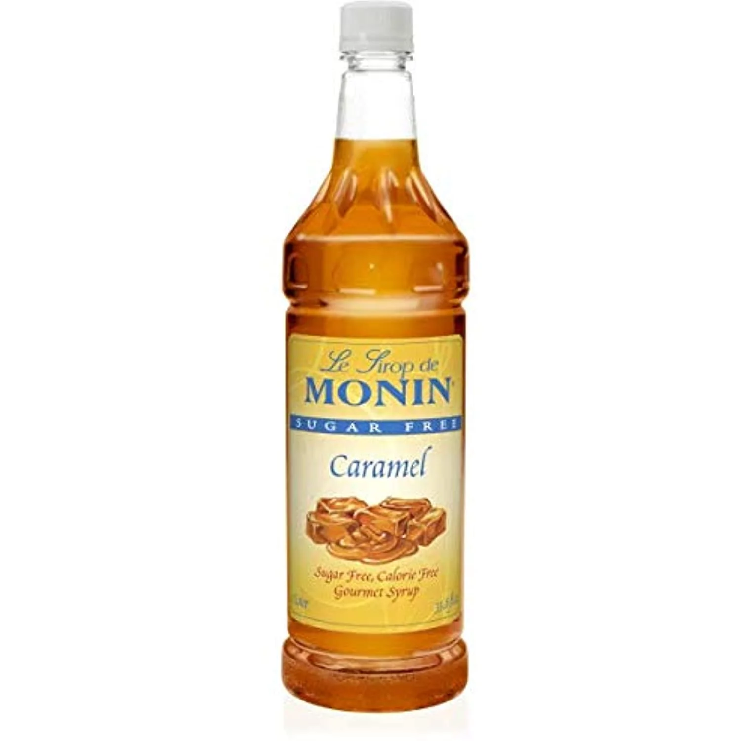 Monin - Sugar Free Caramel Syrup, Sweet And Buttery Caramel Flavor, Great For Lattes, Cappuccinos, & Unique Cocktails, Vegan, Non-Gmo, Gluten-Free (1 Liter)