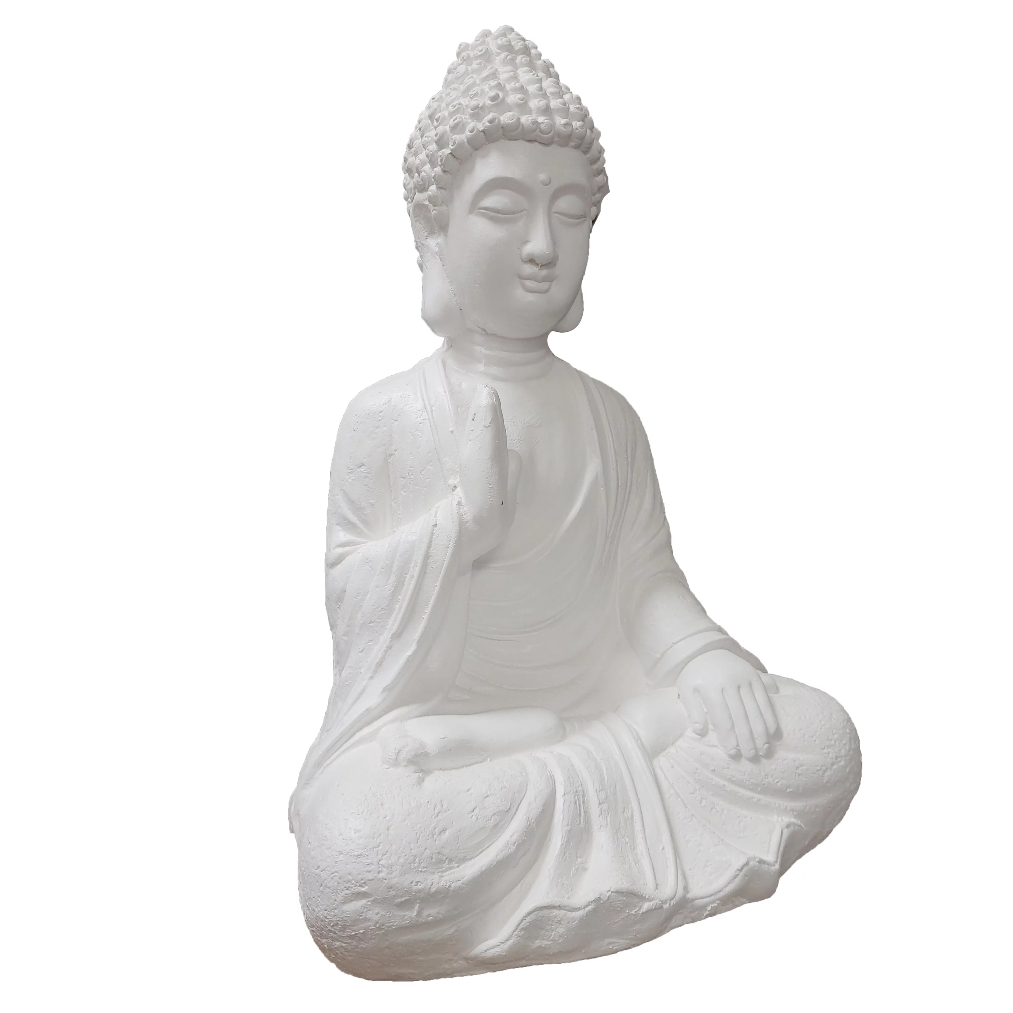 White Meditating Buddha Statute16.5 In Ht Indoor Outdoor Garden Decor Faux Stone