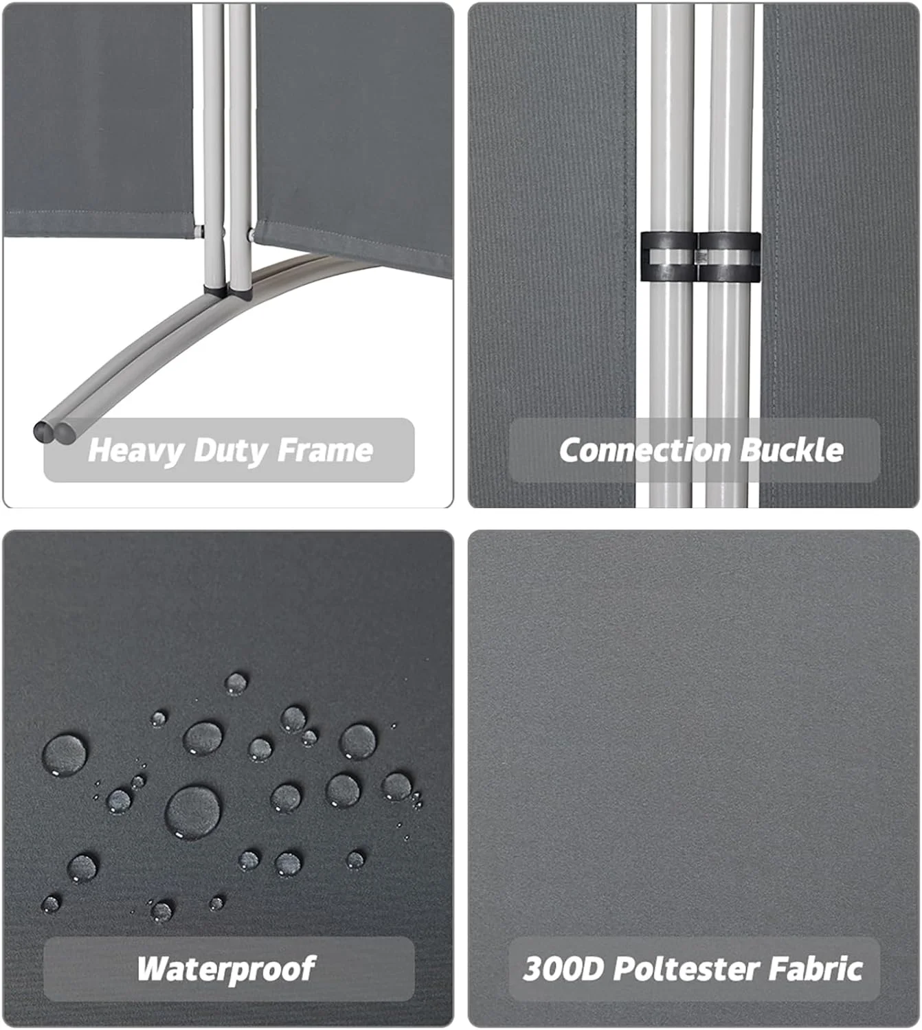 6 Panels Room Divider 6 FT Tall Weave Material Room Divider, Double Hinged Folding Privacy Screens, Freestanding Room Dividers, Grey