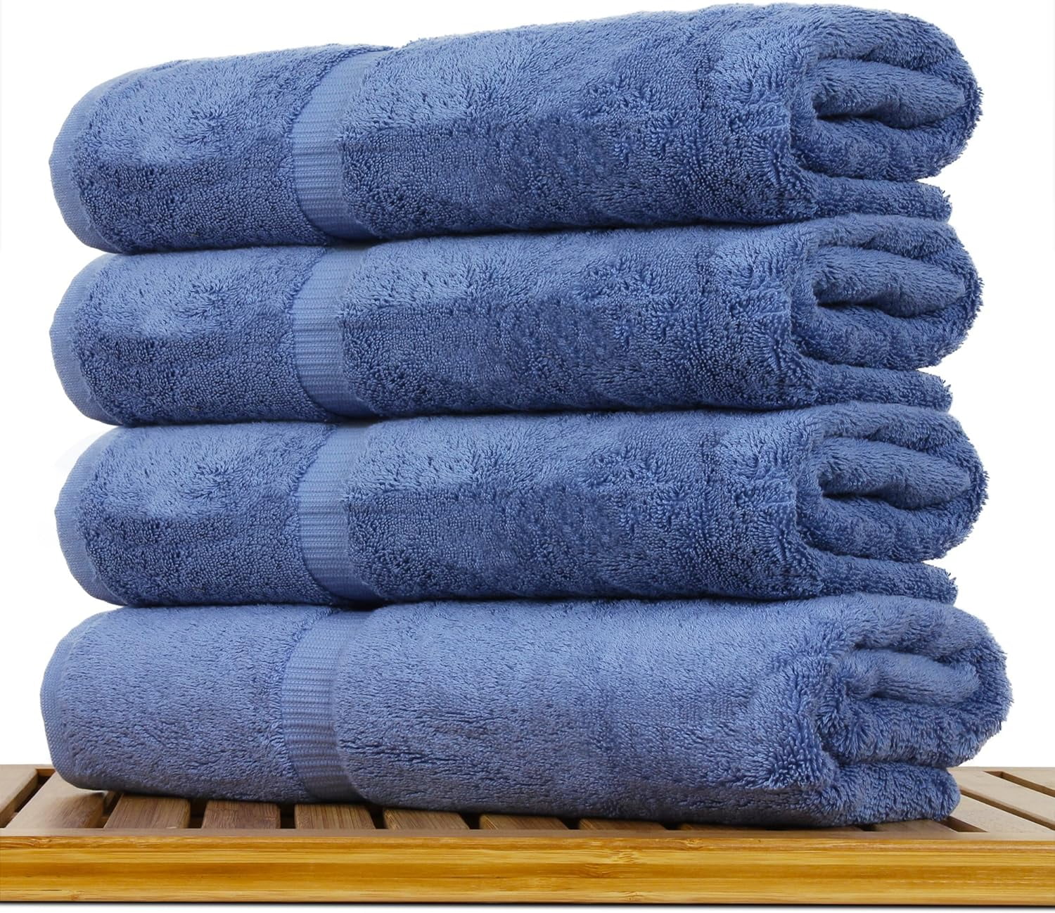Luxury Hotel & Spa Ultra Soft Bath Towels 100% Turkish Cotton - Wedgewood - Set Of 4