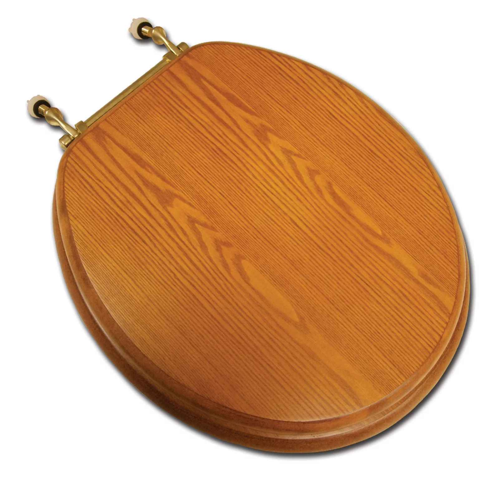 Decorative Wood Toilet Seat In Light Oak W/Brass Hinge