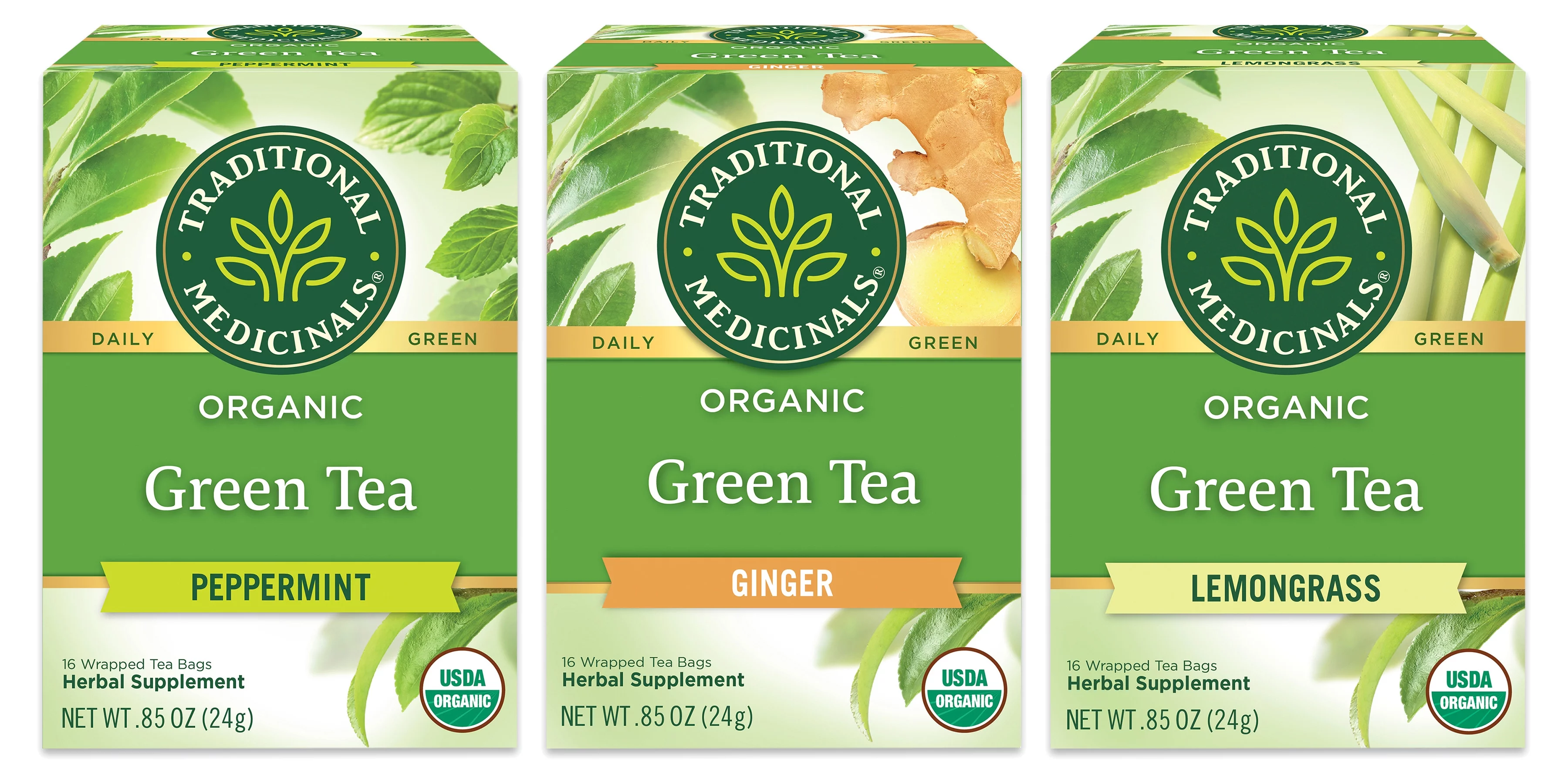 Traditional Medicinals Green Tea Sampler Variety Pack (3 ct)