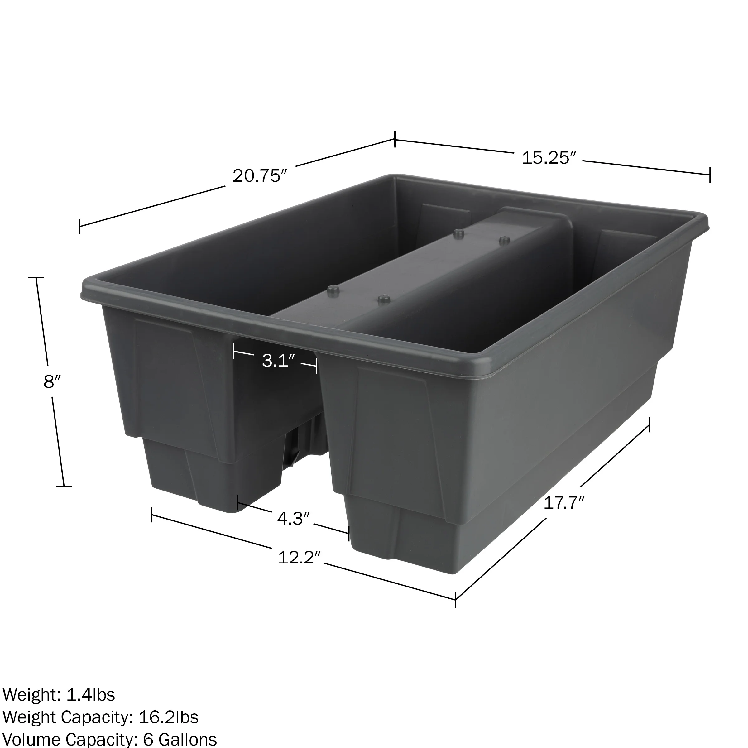 Pure Garden 20.75in Railing Planter - 6-gal Outdoor Flower Box, Gray 20.75” x 15.25” x 8”