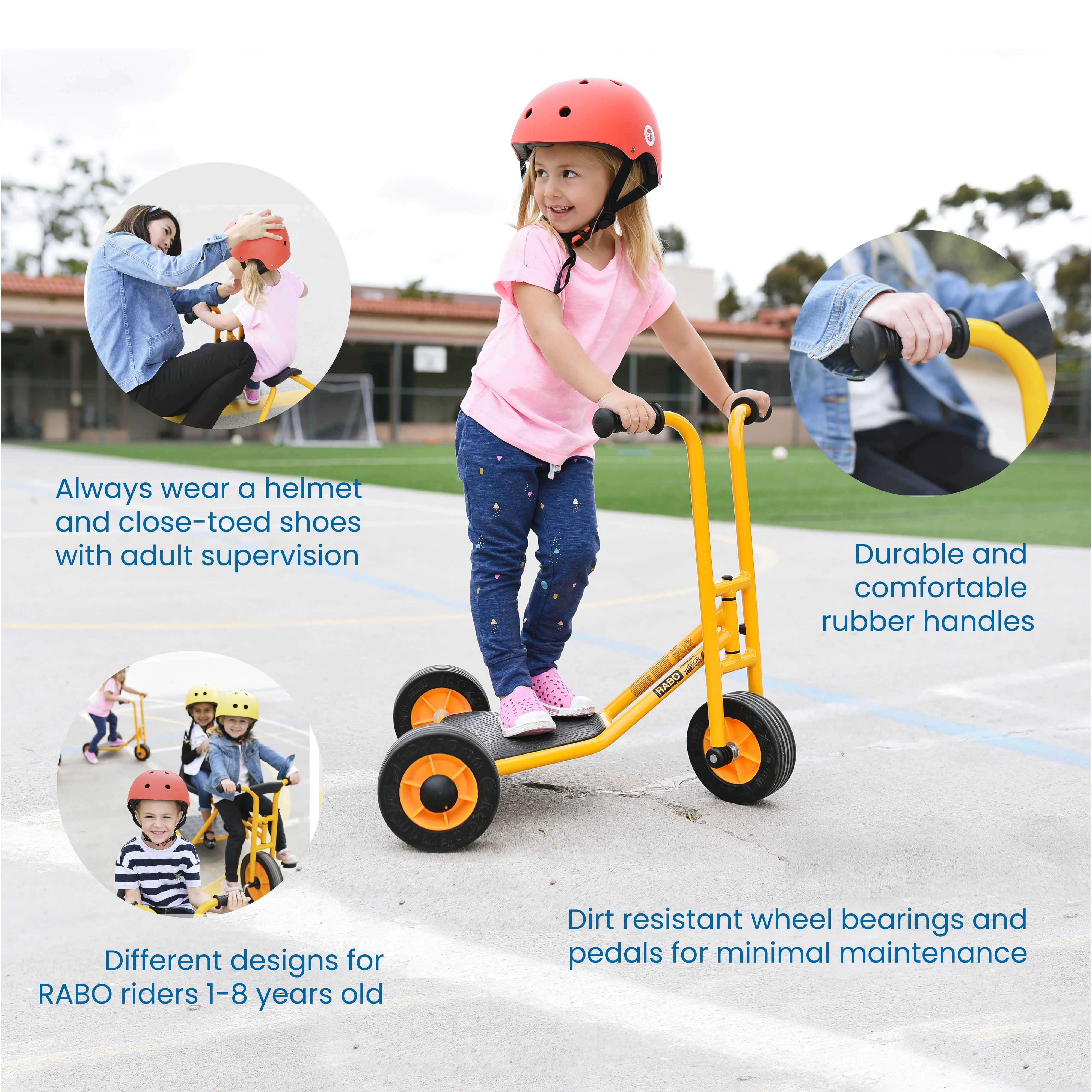 RABO powered by ECR4Kids 3-Wheel Stand-Up Scooter, Industrial Grade Kids Bike - Yellow/Black