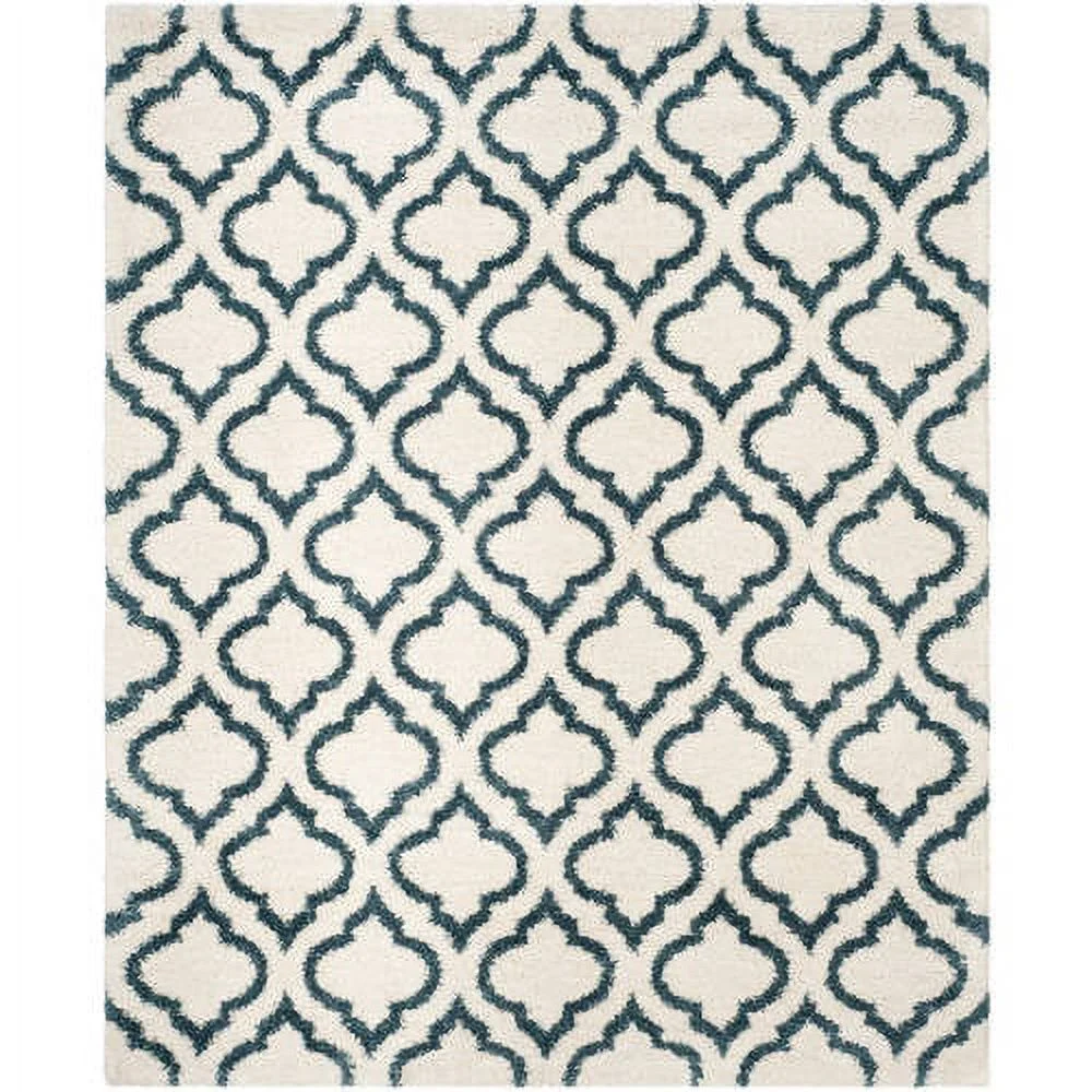 SAFAVIEH Hudson Louise Geometric Shag Area Rug, Ivory/Slate Blue, 8' x 10'
