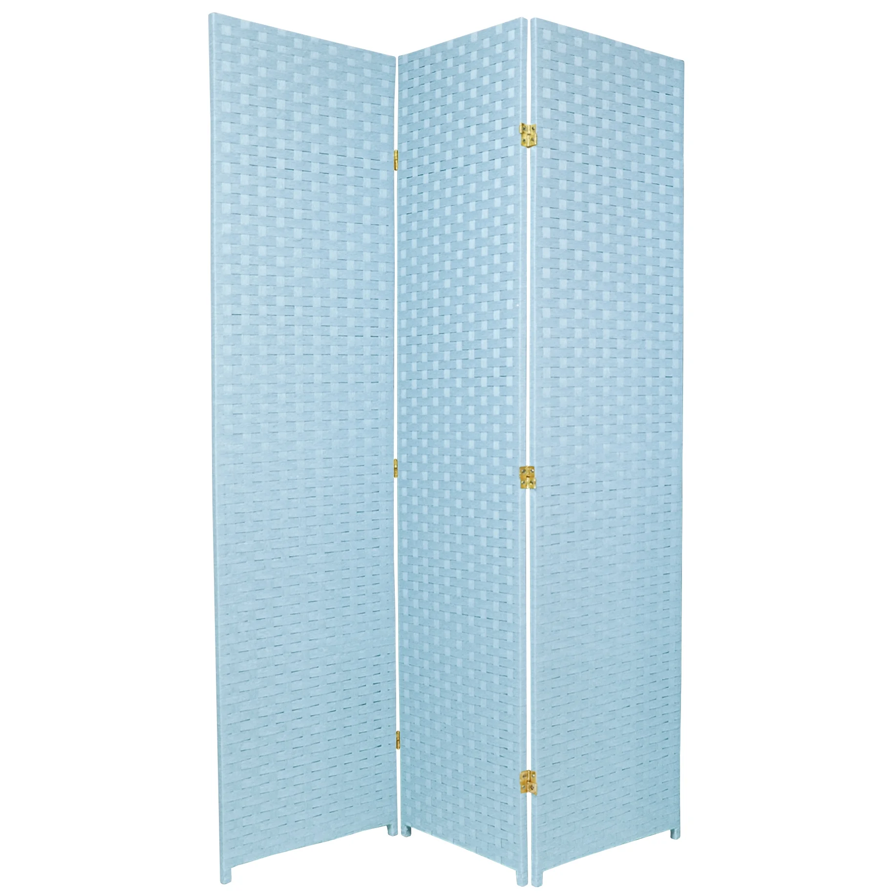 6 ft. Tall Faux Rattan Fiber Weave Privacy Screen Room Divider Aqua 3 Panel