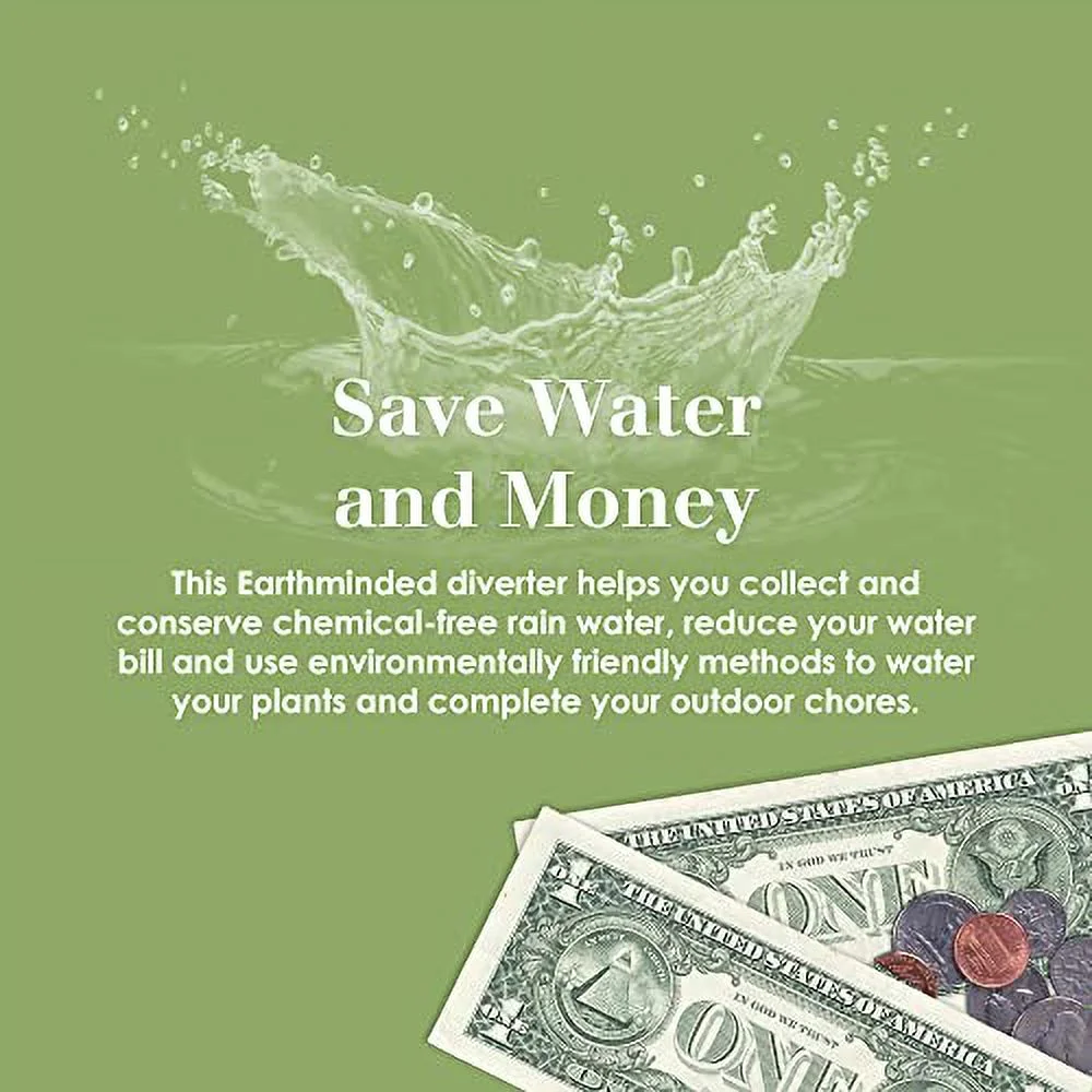 EarthMinded Rain Barrel Diverter Kit - Rain Diverter for 3 x 4 Inch Downspouts, Includes Spigot and Downspout Diverter - Convert Containers into Rain Barrels - Easy to Install