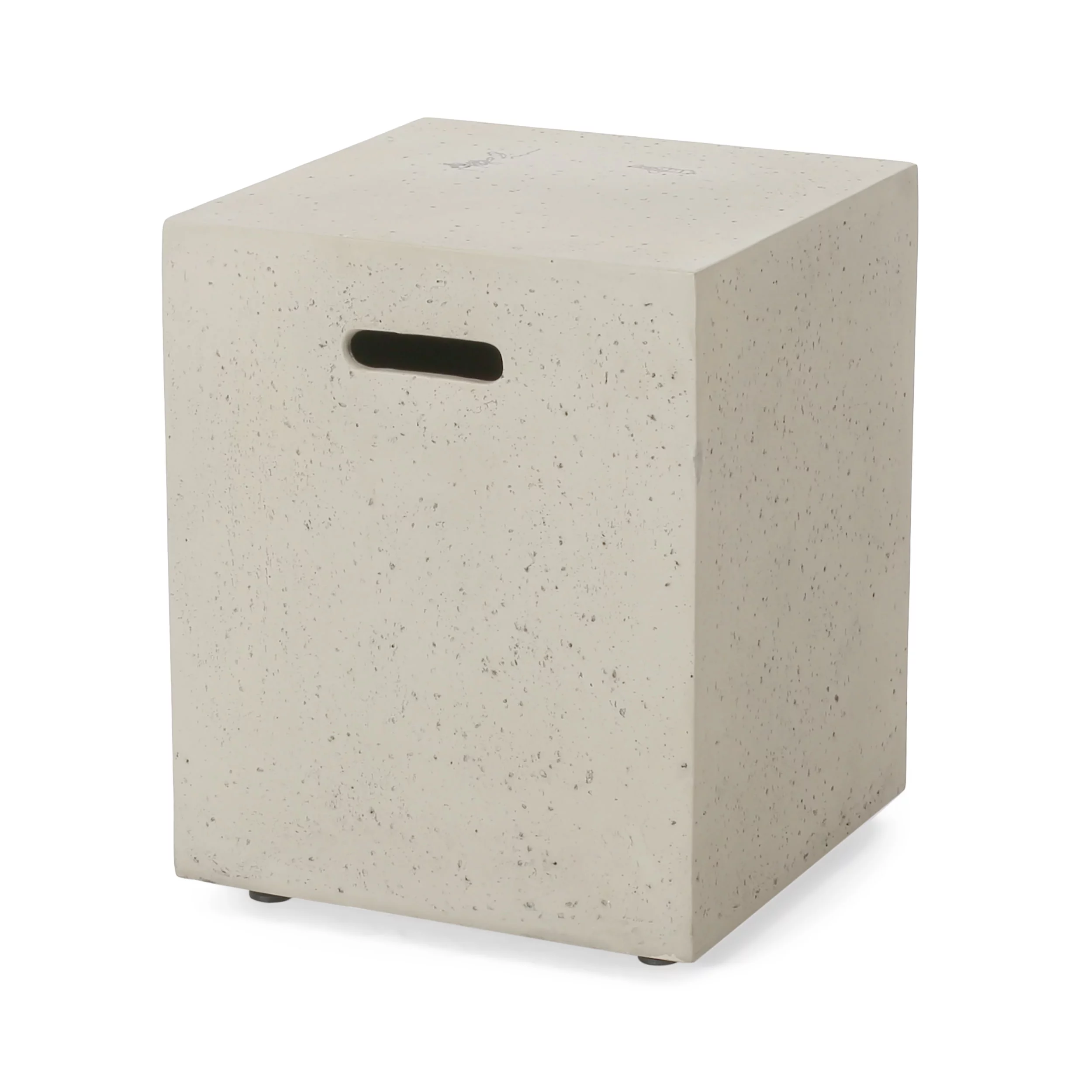 Hearth Outdoor Lightweight Concrete Square Tank Holder Side Table, Light Gray
