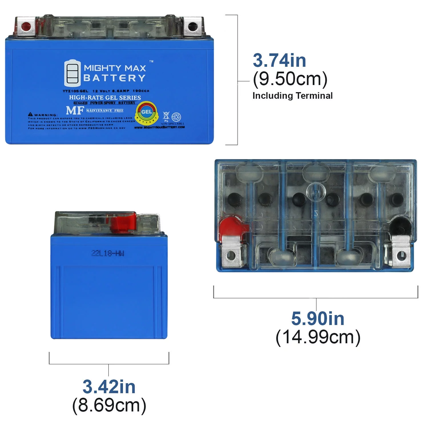 YTZ10SGEL 12V 8.6AH GEL Replacement Battery compatible with Yamaha Raptor YFM 350 QuadRacer 04-10 - 4 Pack