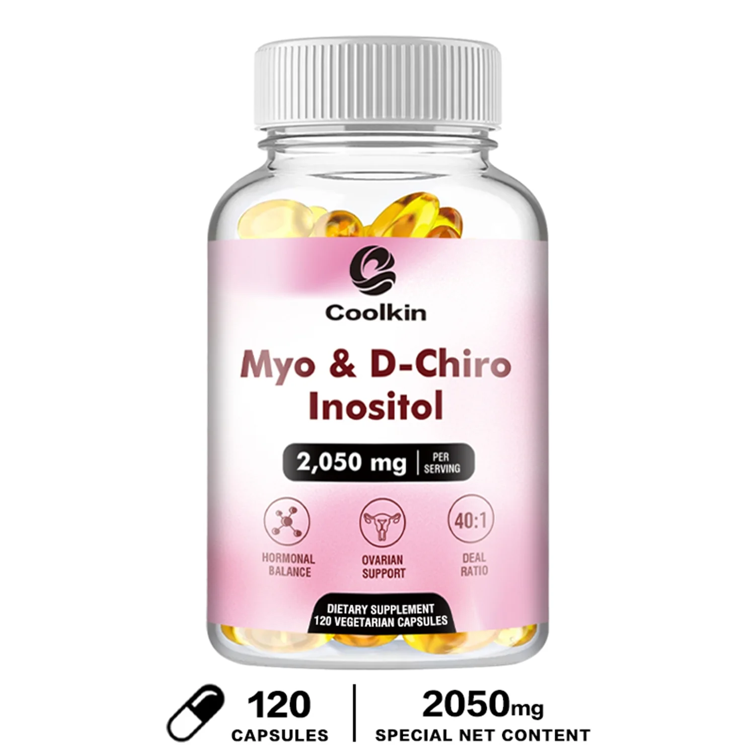 Coolkin Myo & D-Chiro Inositol - Female Fertility Health, Regulate Menstrual Cycle (30/60/120pcs)